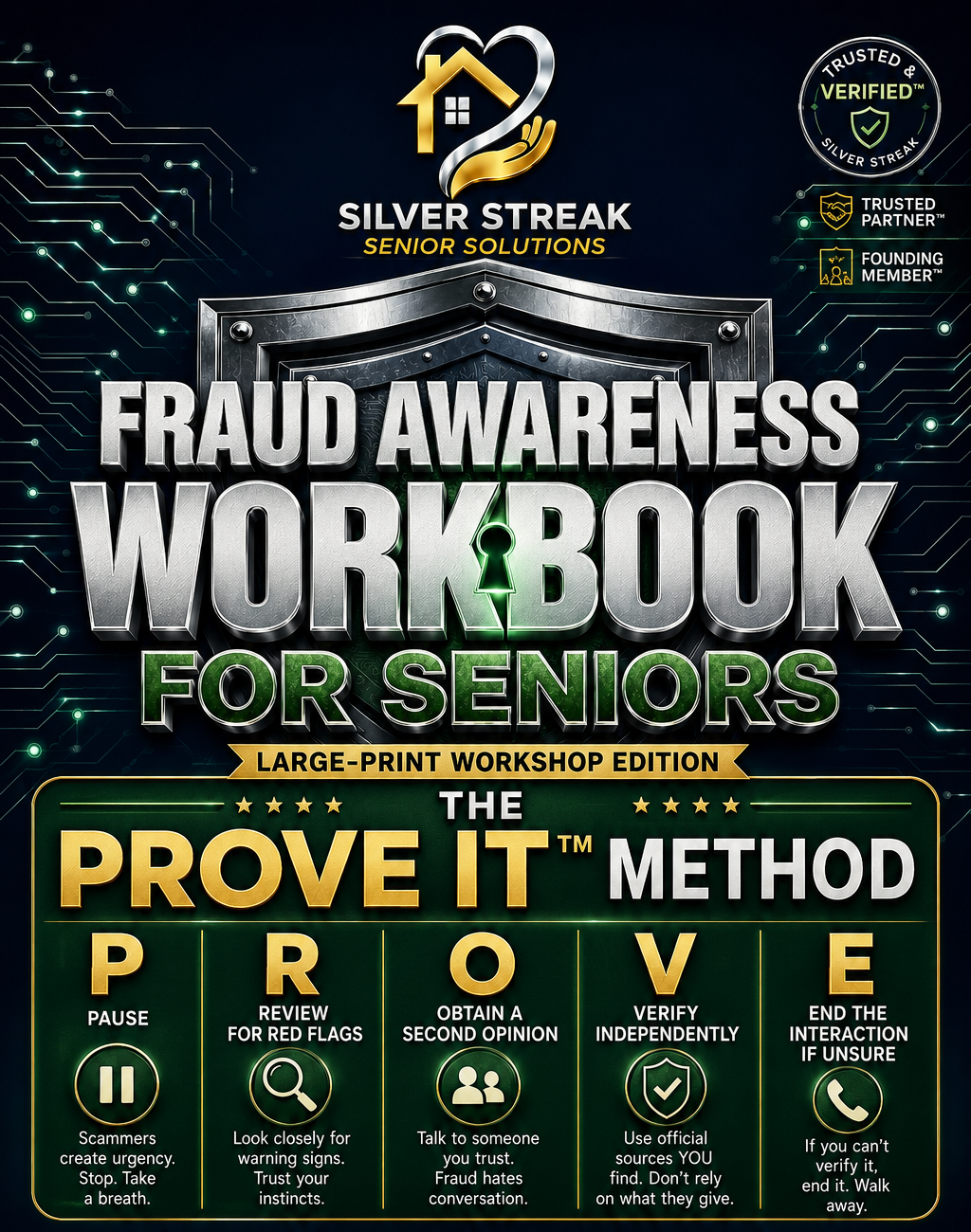 The Fraud Awareness Workbook for Seniors, Large-Print Workshop Edition, Volume 1.